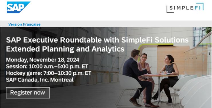 Montreal: SAP Executive Roundtable with SimpleFi Solutions – Extended Planning & Analytics